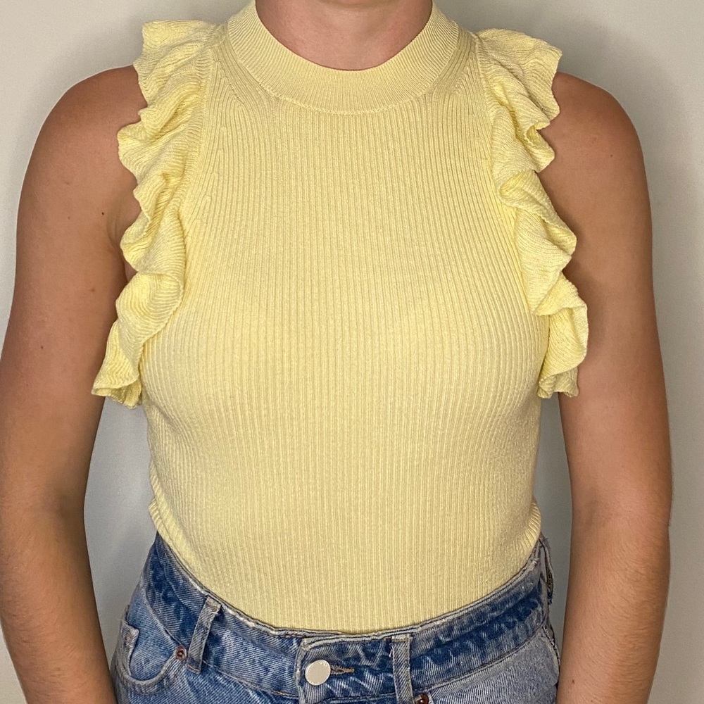 Yellow Ruffle Tank Top